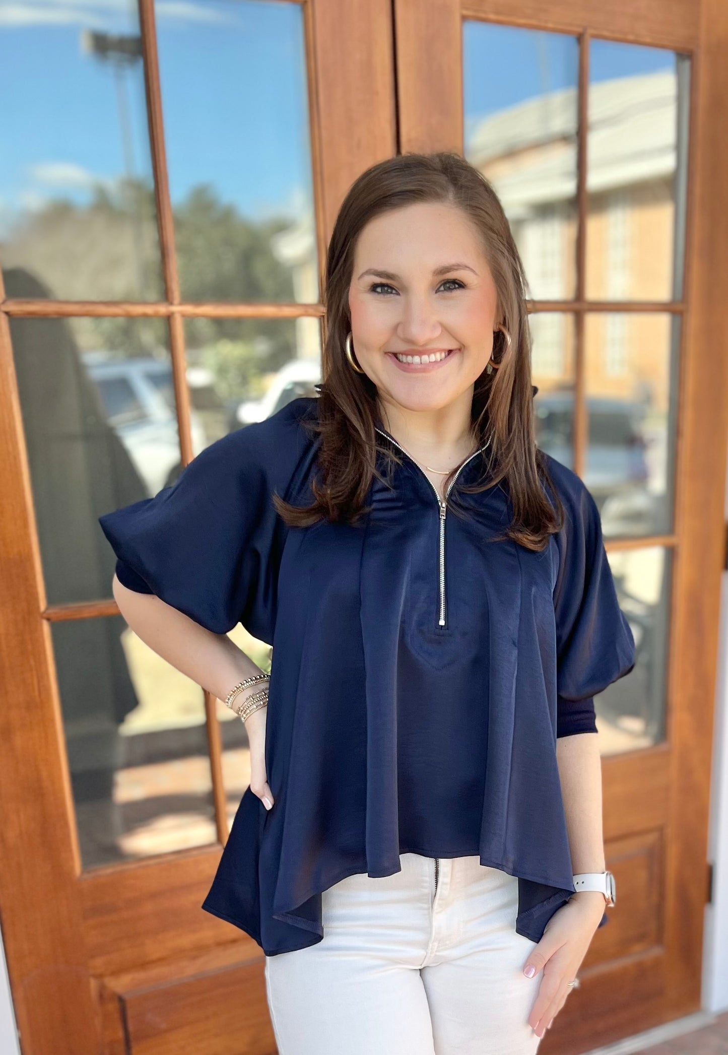 The Merrill Blouse in Navy