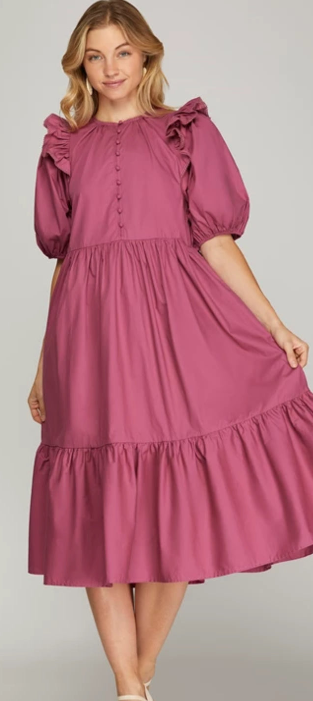 The Callie Midi in Cranberry
