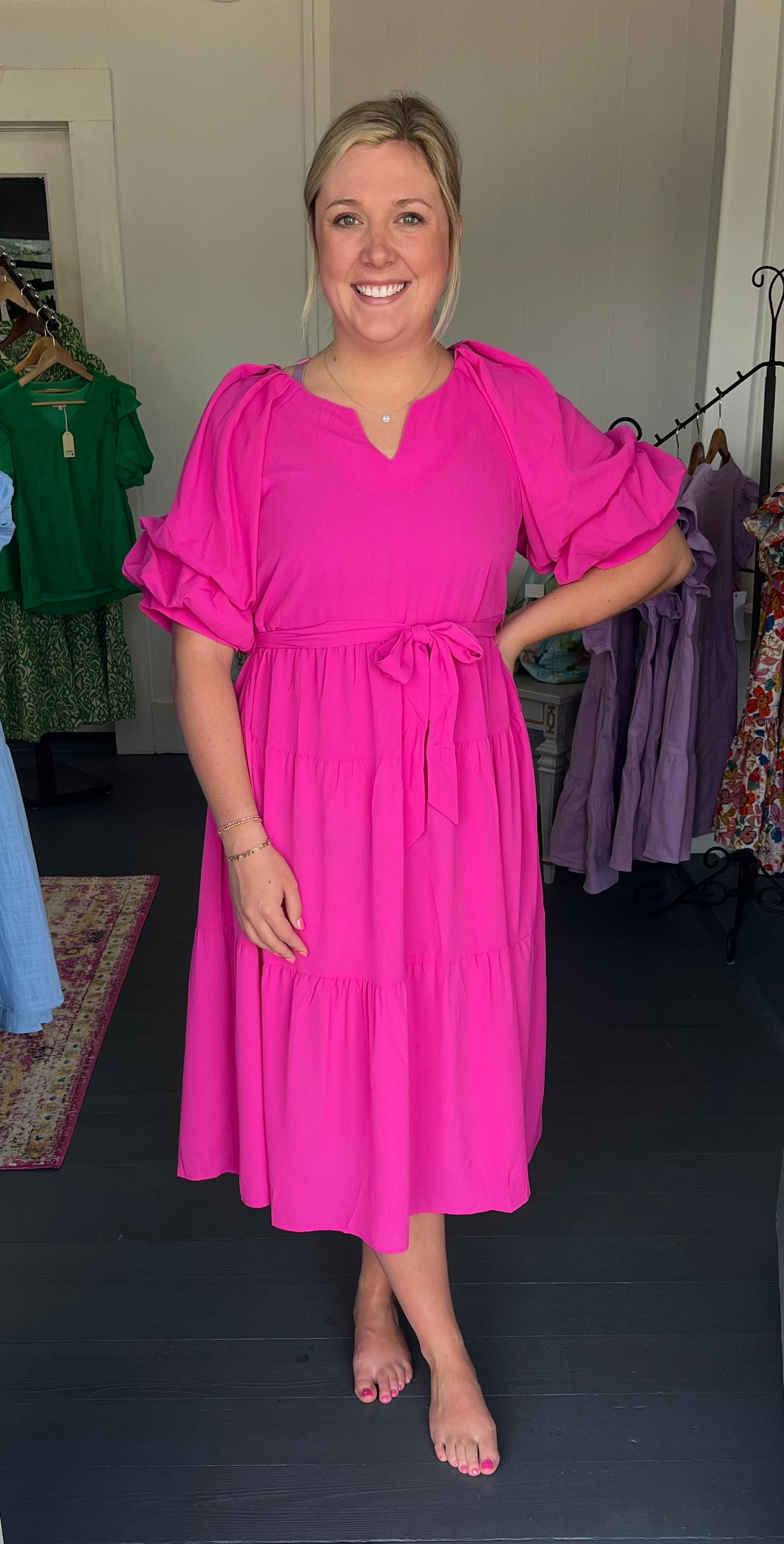 Take me to Churchill Downs Dress in Fuchsia