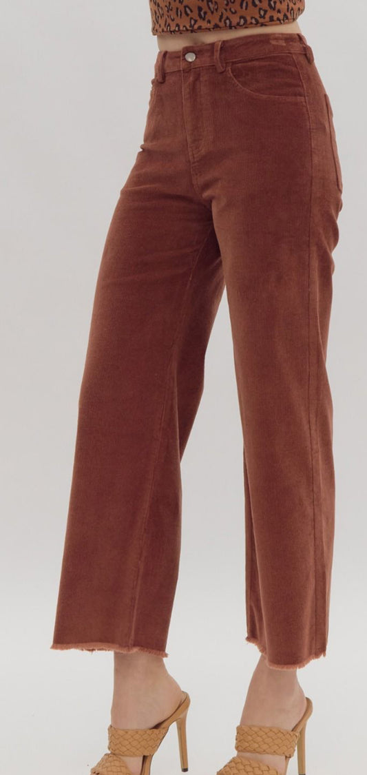 Cropped pants in Chestnut