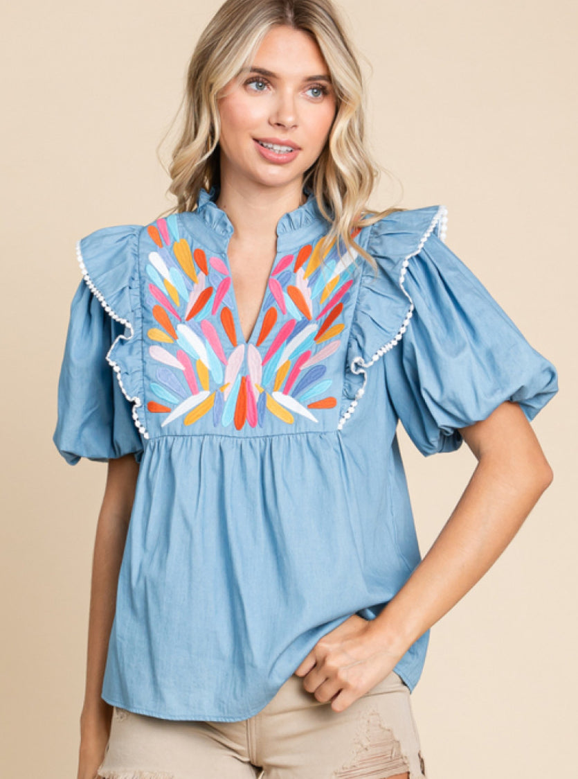 The Livi Blouse in Lt. Denim