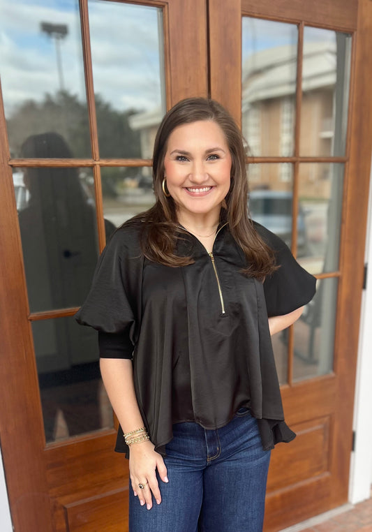 The Merrill Blouse in Black