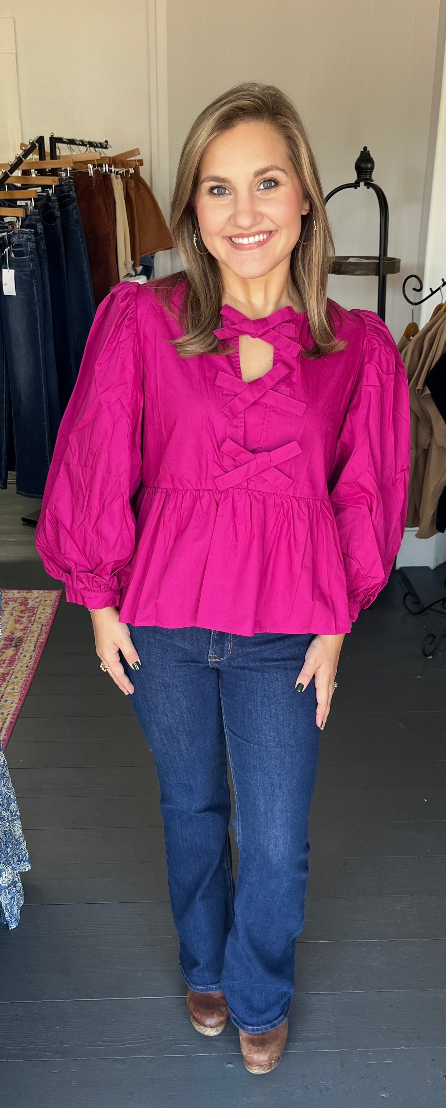 The Marley Blouse in Magenta